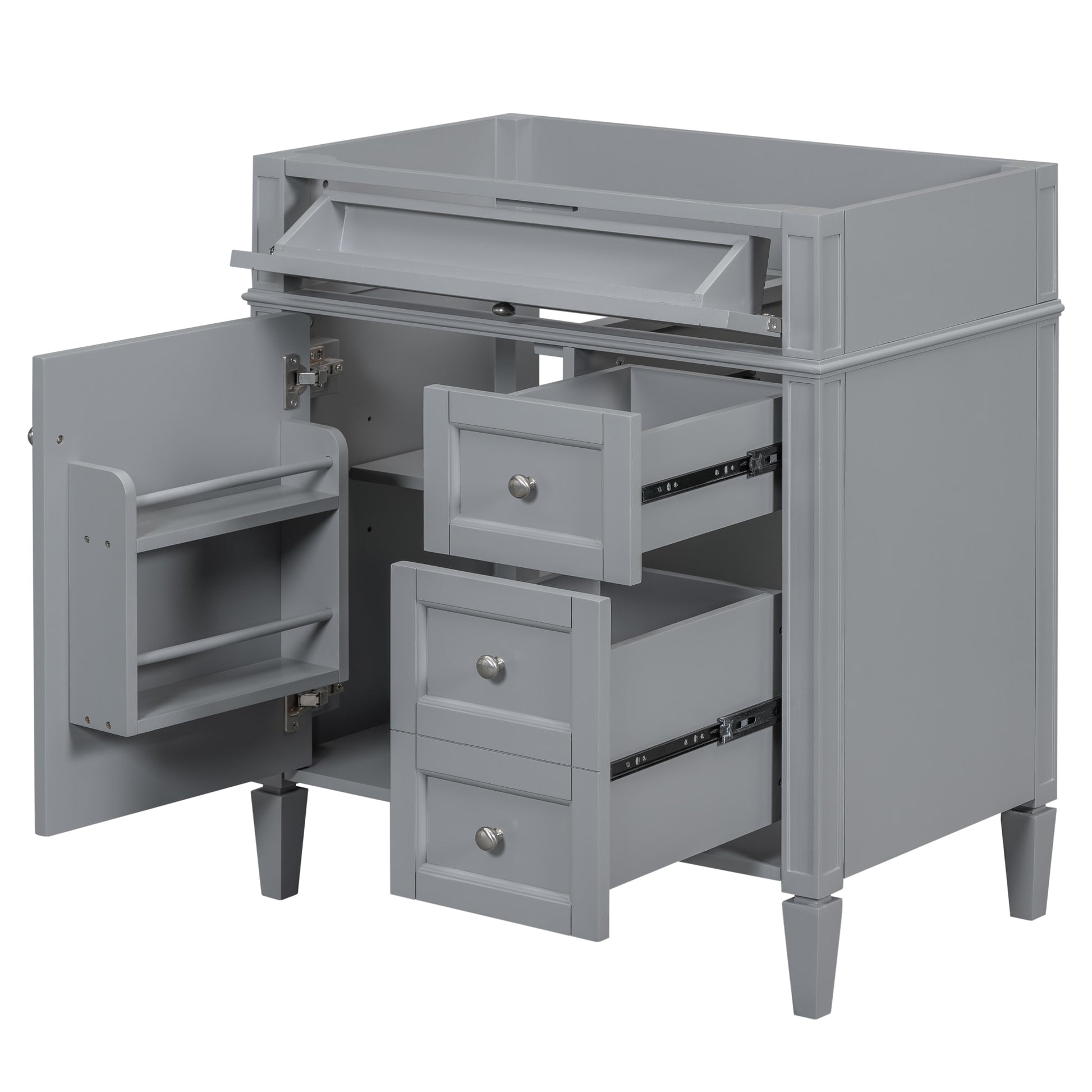 LOVMOR 30inch Bathroom Vanity without Top Sink Modern Bathroom Storage Cabinet with 2 Drawers and a Tip-out Drawer NOT INCLUDE BASIN