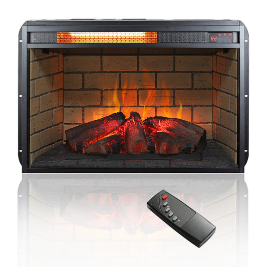 Sumyeg 27.2-in W Antique Black Wall mount Infrared quartz Corner or flat wall Electric Fireplace with Remote Control Included