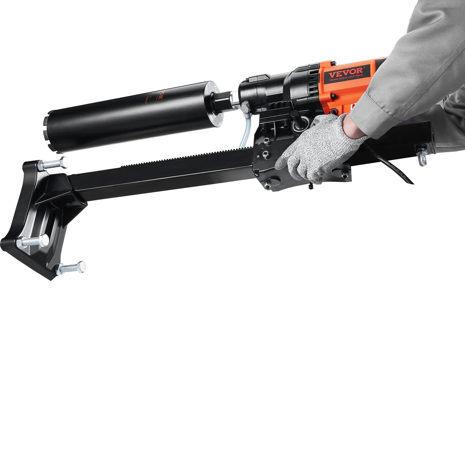 LOVMOR Diamond Core Drilling Machine 8in Wet and Dry Concrete Core Drill Rig with Stand 750RPM Speed and 1-1/4in 5/8in Thread and Lifting Handle 8in Drilling Diameter for Concrete Brick Block Stone 2500W