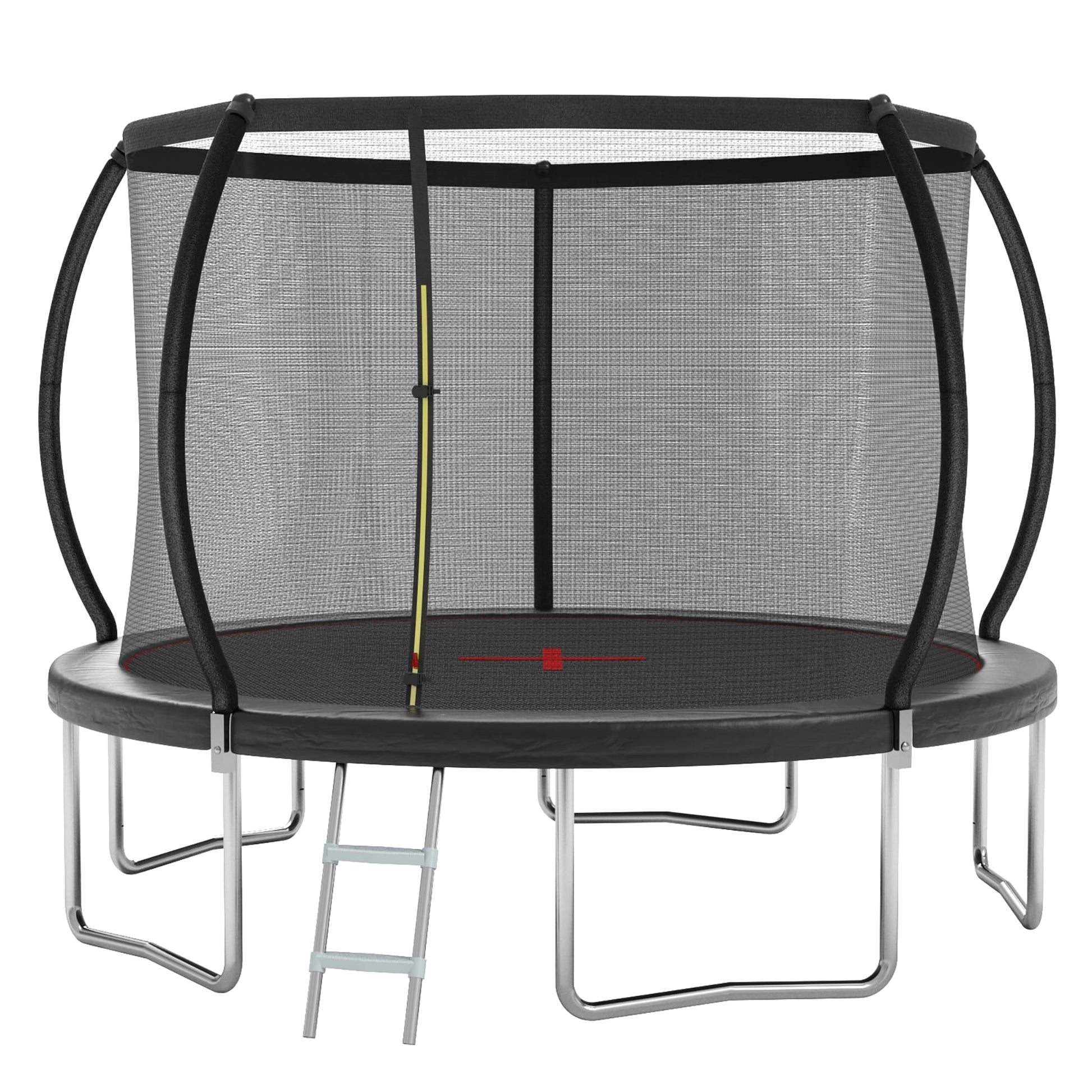 Fun Orange Heavy-Duty Trampoline for Kids Adults 12-ft Round Backyard in Black