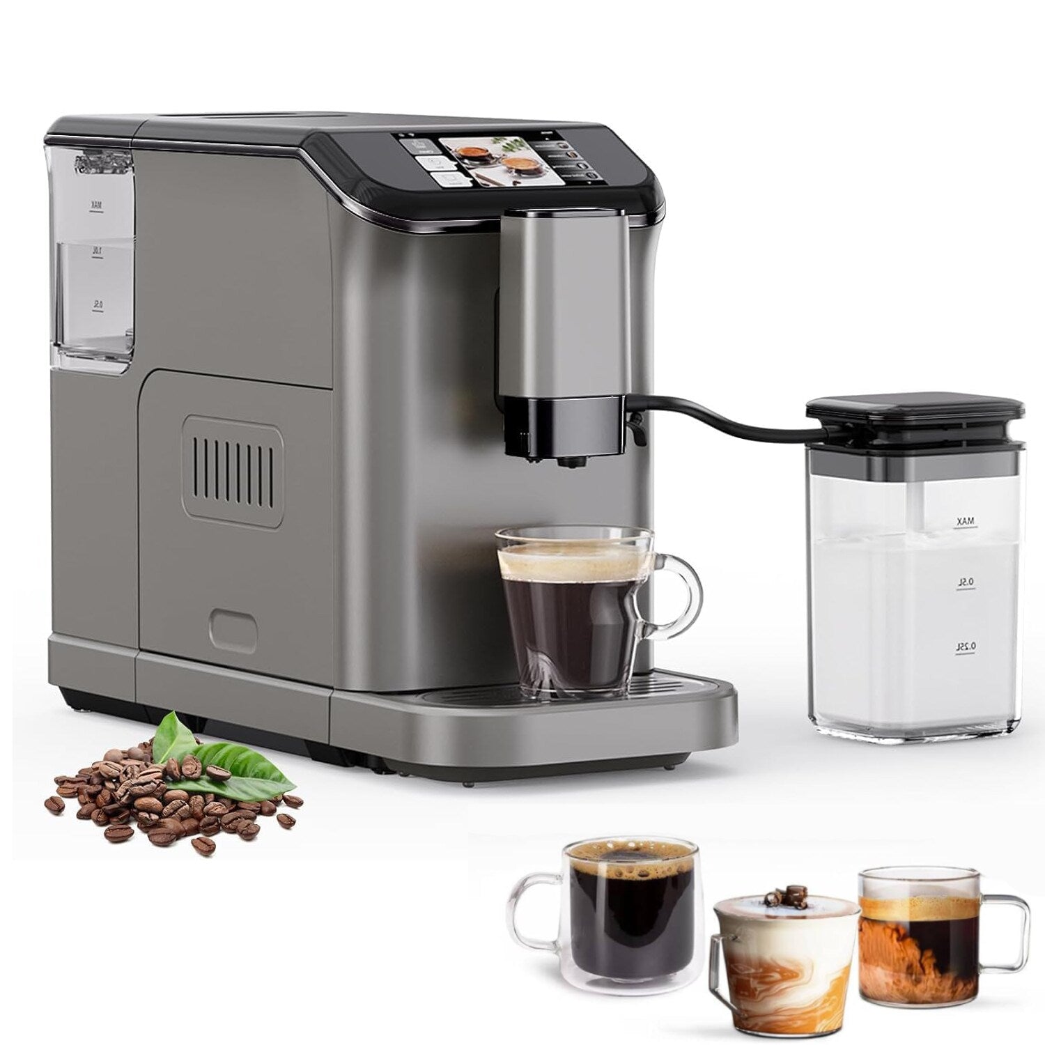 Der Rose 20 Bar Coffee Machine with Automatic Milk Frother for Home Barista Gray