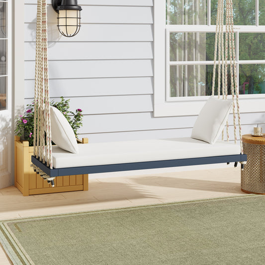 Rbied Patio chair Gray Wood Frame Rocking Chair with Beige Woven Seat