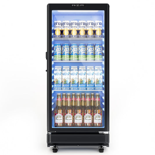 SIMZLIFE  6 Cu.Ft 170L 220 Cans Freestanding/Built-in Beverage Refrigerator in Black with LED Light/Safety Lock/3 Adjustable Racks