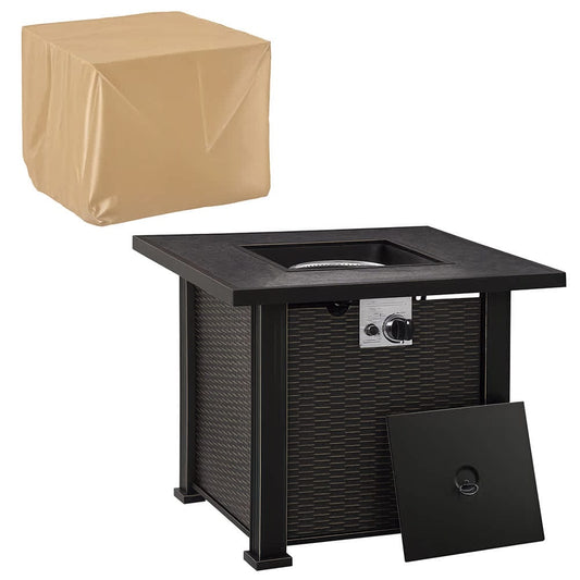 JUJABU Black 30in 50000 BTU Outdoor Propane Gas Fire Pit Table with Ceramic Tabletop