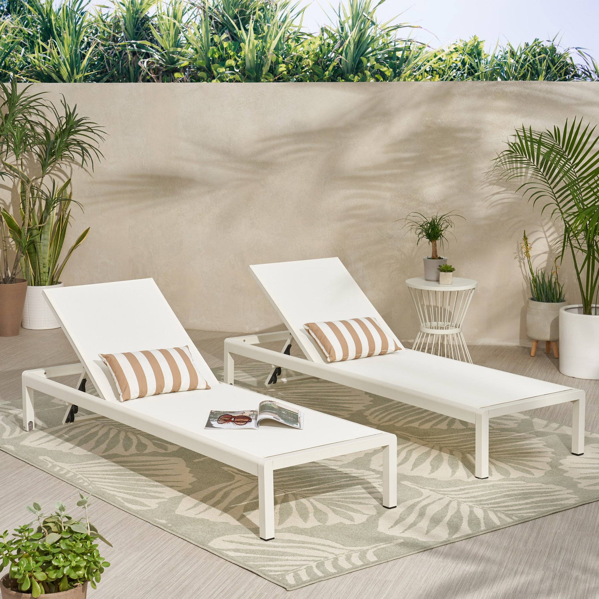 Christopher Knight Home Cape Coral Kd Chaise Lounge Whi(Mp2)( Set Of 2 )
