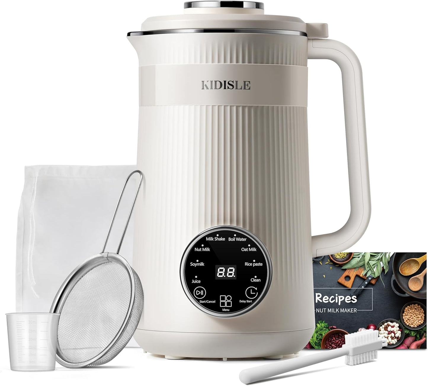 KIDISLE 8 in 1 Nut Milk Maker Blender, 32oz Homemade Soy, Almond, Oat, Coconut, Plant Based and Non Dairy Beverages, Automatic Soybean Machine With Delay Start\/Keep Warm\/Boil Water, Cream