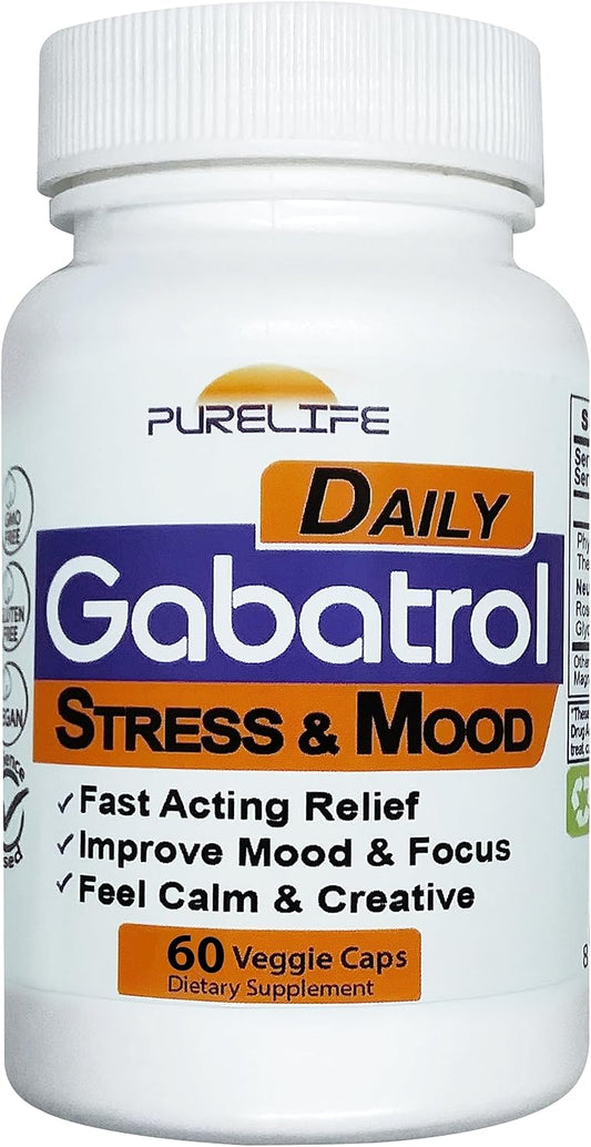 Gabatrol Daily \u2013 Plant Based GABA Supplement. Vegetarian and Vegan Friendly (60 Veggie Caps)
