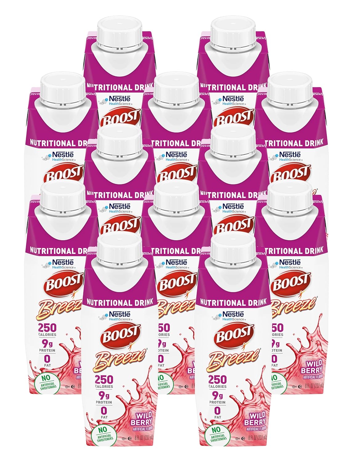 Boost Breeze Nutritional Drink Wildberry, 8 Fl Oz (Pack of 12)