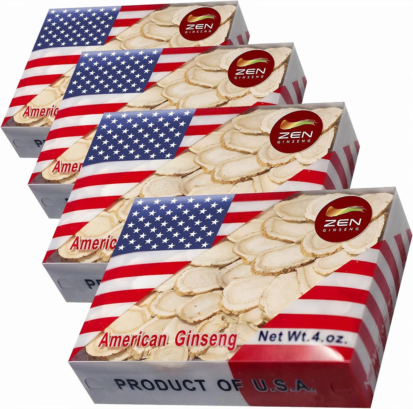 4 Boxes of Hand Selected American Wisconsin Ginseng Slice (16 Oz.) - Boost Your Immune System Fast
