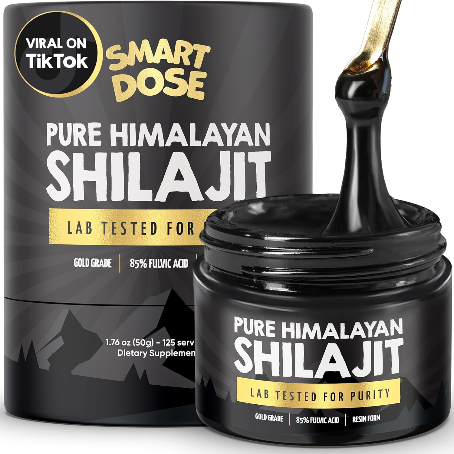 Pure Himalayan Shilajit Resin - Over 85% Fulvic Acid & Large Jar w\/ 125 Servings - Probably The Purest Shilajit on The Market - US Lab Tested for Authentic Himalayan (Large Jar, Himalayan Shilajit)