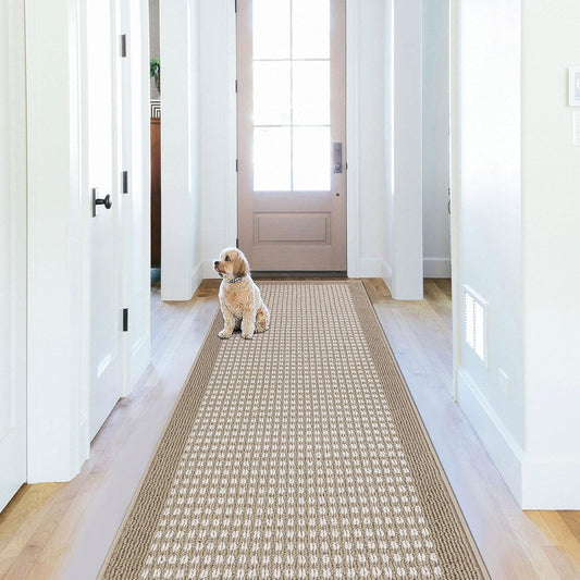 Ileading Laundry Room Runner Rug 2'x6' Non Slip Farmhouse Kitchen Floor Mats with Rubber Backing Machine Washable Beige Indoor Decor Carpet for Doormat Hallway Entryway Petmat Garage Balcony