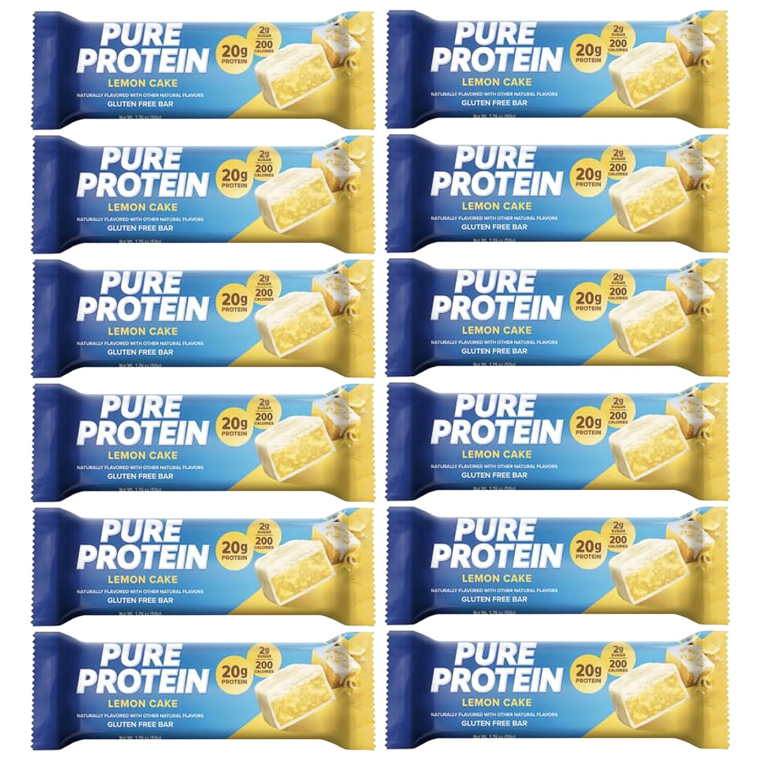 Pure Protein Bars, High Protein, Nutritious Snacks to Support Energy, Low Sugar, 1.75 oz 12 Count Lemon Cake
