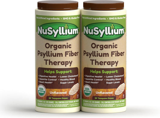 NuSyllium Psyllium Husk Powder, Organic, 21 Oz (Pack of 2) Dietary Fiber Supplement with Brown Sugar, Helps Promote Digestive Health* & Appetite Control* Non-GMO, Gluten Free, Unflavored, 85 Servings