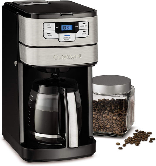 Cuisinart Automatic Grind and Brew 12-Cup Coffeemaker with 1-4 Cup Setting and Auto-Shutoff, Black\/Stainless Steel, DGB-400NAS