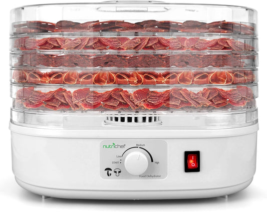 Nutrichef Food Dehydrator Machine | Multi-Tier Appliance for Home Use | Perfect for Beef Jerky, Fruits, Vegetables & Dog Treats | High-Heat Circulation | 5 Stackable Trays