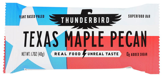 Thunderbird Superfood Bar, Texas Maple Pecan, No Added Sugar, Plant-Based, Paleo Friendly, Gluten Free & Non-GMO, 1.7 Ounce (Pack of 12)