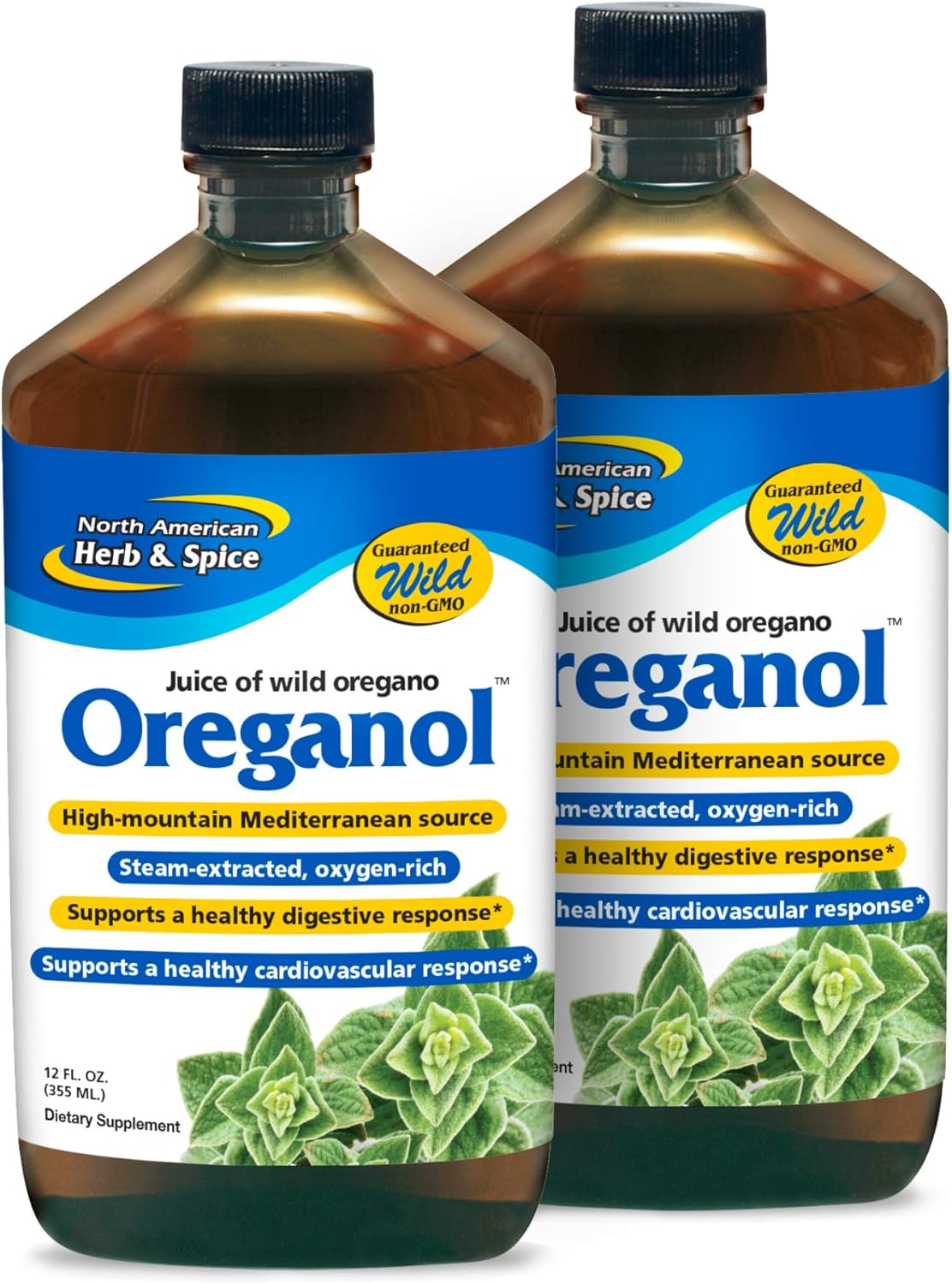 NORTH AMERICAN HERB & SPICE Oreganol P73 Juice - 12 fl oz - Pack of 2 - Wild Oregano Oil - Heart & Digestive Health - Kidney, Pancreas & Liver Support - Non-GMO - 173 Total Servings