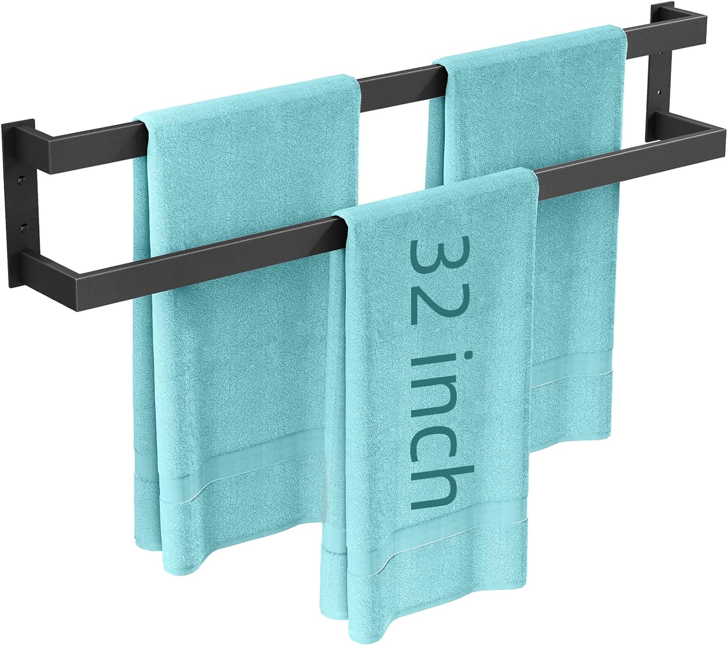 Double Towel Bar, 32Inch Towel Rack for Bathroom,Towel Holder Wall Mounted, Double Towel Rod Towel Rail Hanger for Wall, Kitchen (Matte Black)