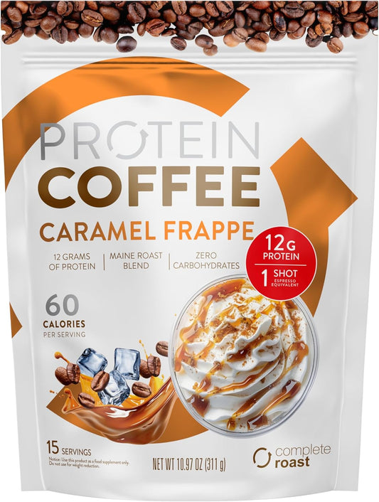 Complete Roast Coffee Protein, 12-18 g of Protein, 0 Carbs, 15 Servings (Caramel Frappe)