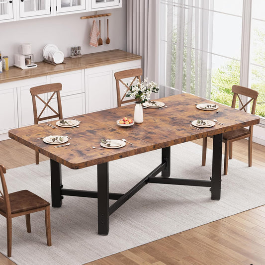 Jocoevol Dining Table for 4-6, 62\u201CExtendable Kitchen Dining Room Table, Space Saving Rectangle Large Expandable Wood Dinner Furniture for Small Space, Brwon