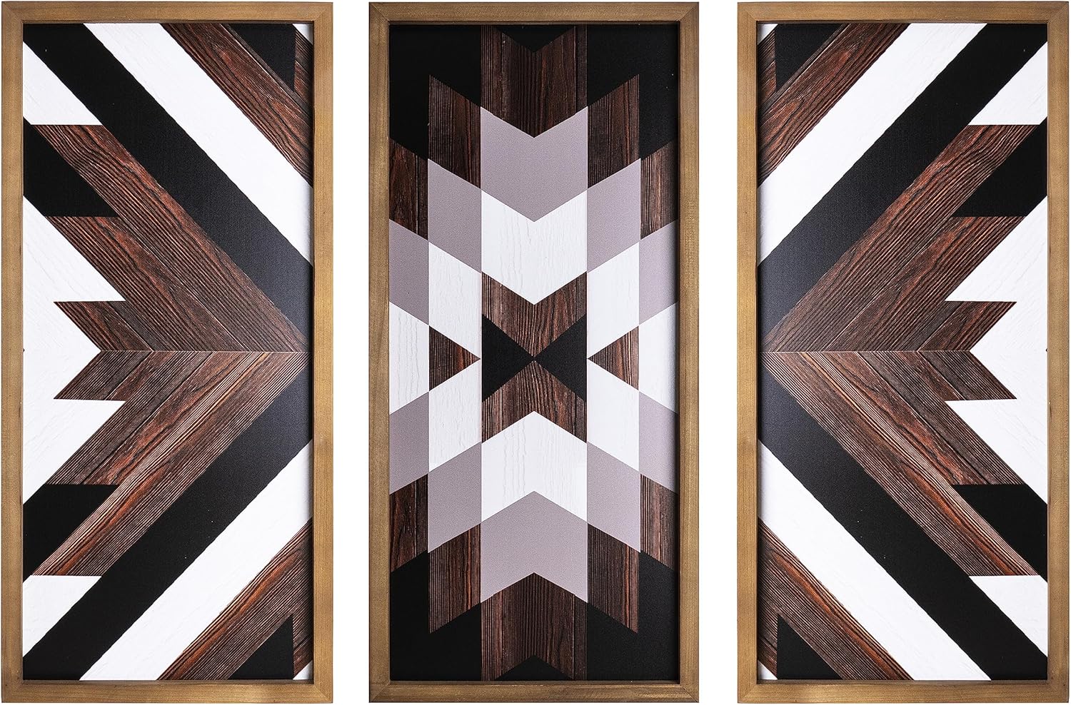 flangairy Aztec Wall Decor 3pcs, Wooed Western Wall Art, Native American Tribal Southwestern Boho Living Room Bedroom Kitchen Bathroom Southwest Farmhouse Modern Rustic Home Decorations