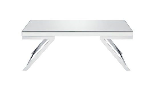 Alfresco Mirrored Glass and Chrome Metal Cocktail Table