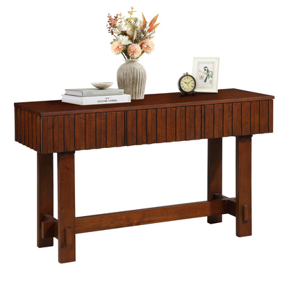 Aukfa 52" Console Table with Storage Drawers, Fluted Sofa Table for Living Room/Hallway Entryway Foyer, Espresso