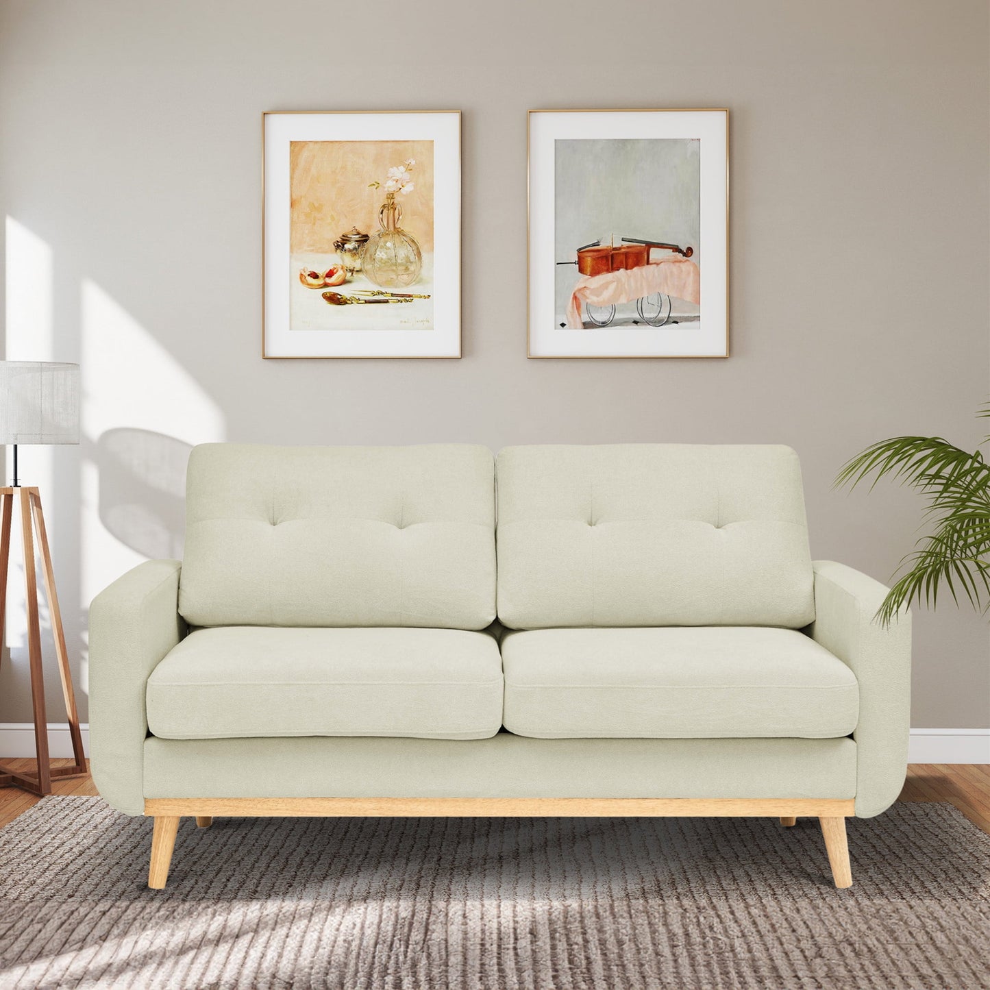 Aukfa 68" Small Sofa Couch Comfy Mid Century Modern Loveseat Sofa for Living Room Bedroom, Cream