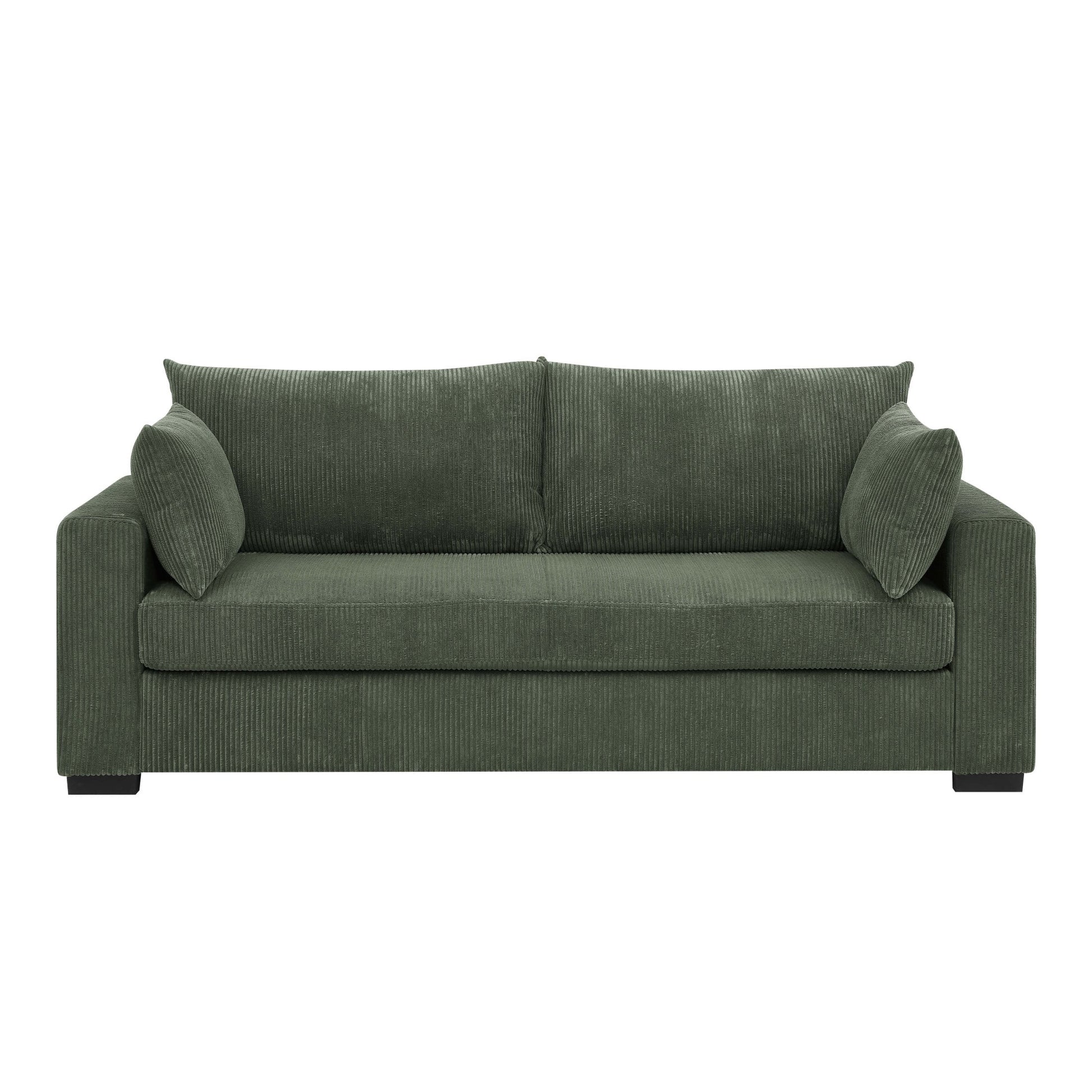 Aukfa 89" Corduroy Sofa, Comfy 3 Seater Couch for Living Room, Small Space, Apartment, Green
