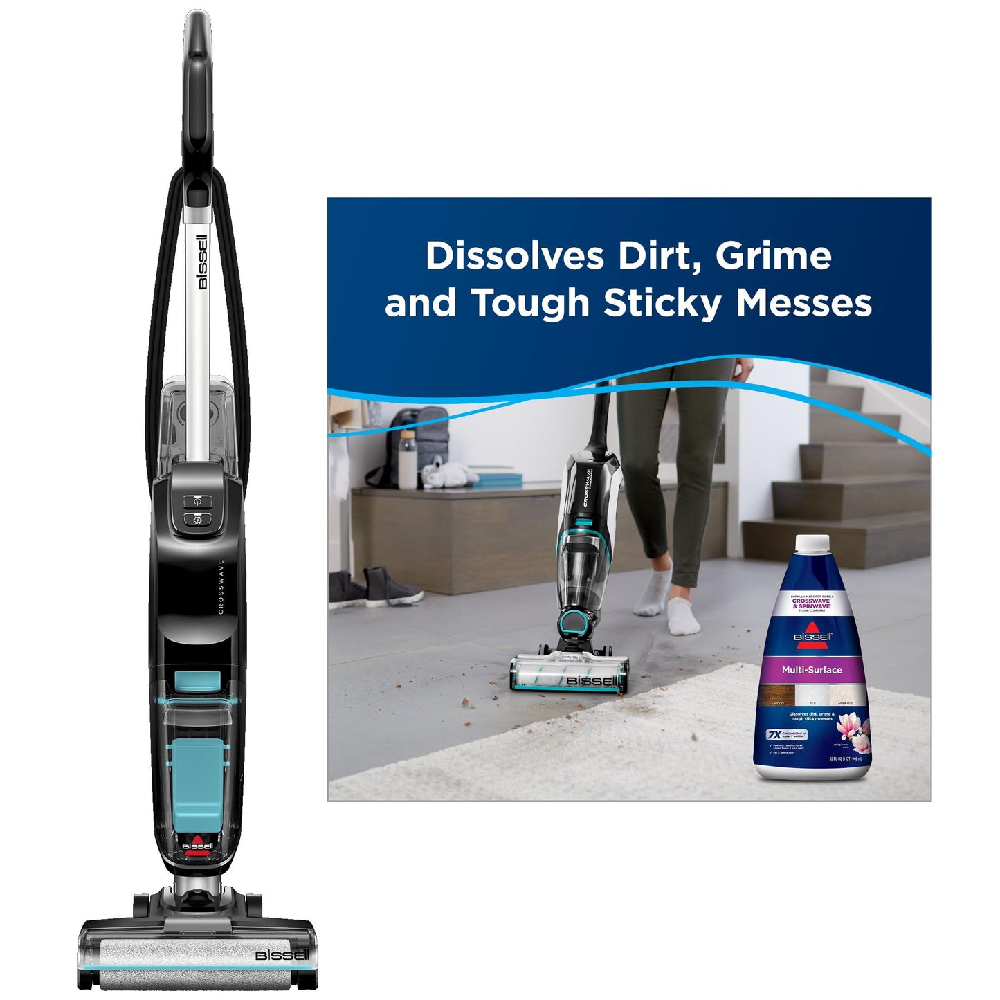 BISSELL® CrossWave® Hard Floor Expert® Wet Dry Vacuum 3831 & Bissell Multi-Surface Floor Cleaning Formula, 32 oz, 1789