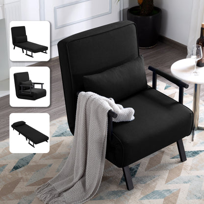 BSHTI Lounge 4-in-1 Convertible Sofa Bed,Folding Arm Chair,Blue Polyester Upholstery Sofa Bed,for Small Spaces,Living Room,Guest Room,Office