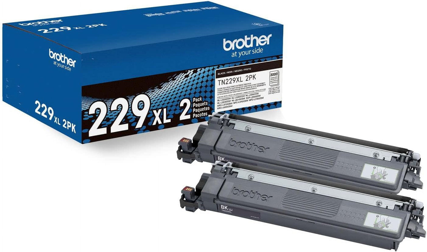 Brother Genuine TN229XL 2PK High Yield Black Toner Cartridge Twin-Pack