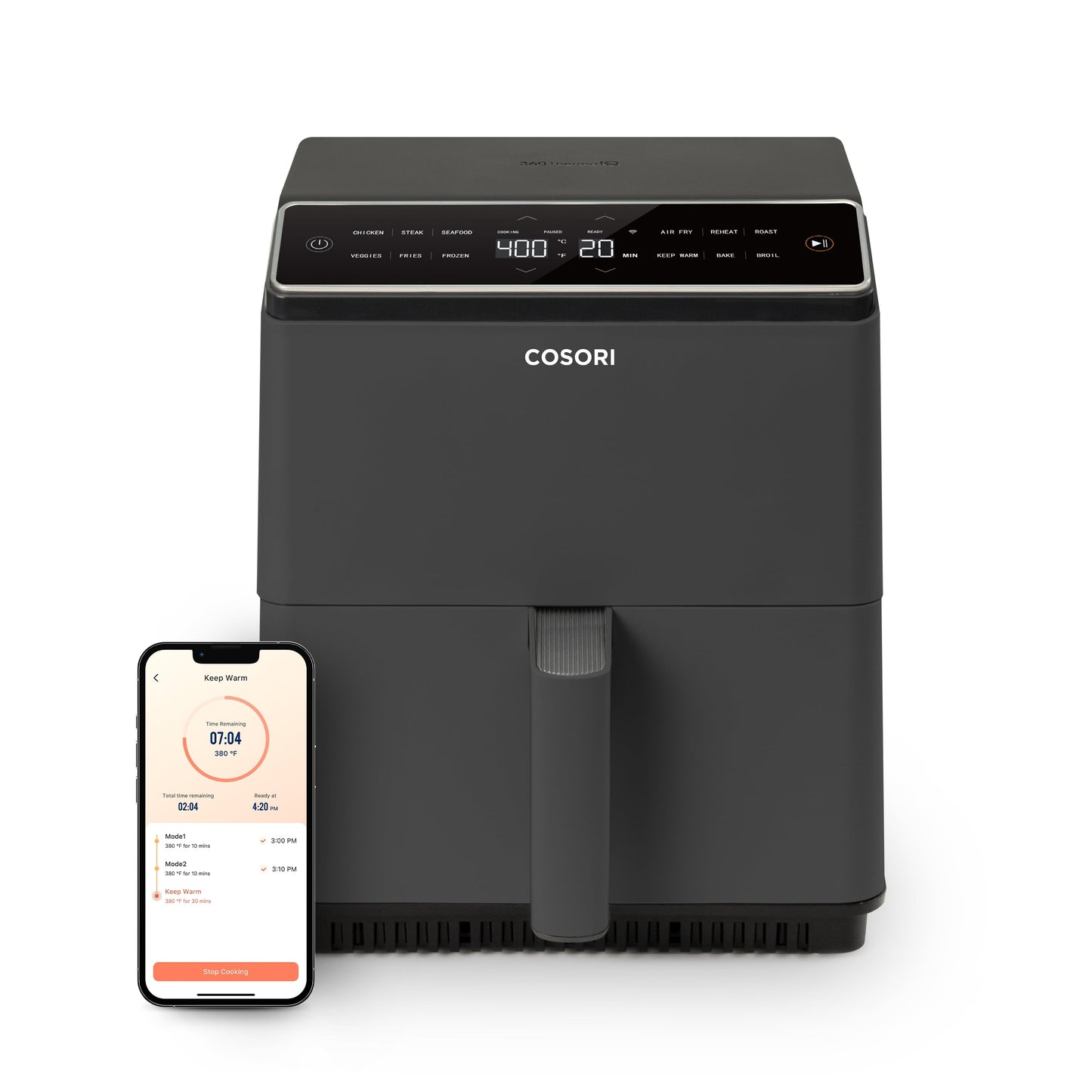 COSORI Dual Blaze 6.8qt Ceramic Coating Smart Air Fryer - Dark Gray