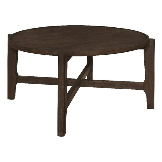 Coaster Cota Transitional Round Solid Wood Coffee Table in Dark Brown