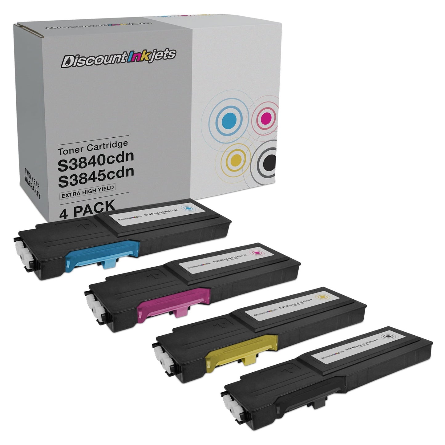 DI Toner Cartridge Replacement for Dell S3840cdn, S3845cdn EHY (B, C, M, Y 4pk) Compatible with Dell Color Laser MFP S3845cdn, S3840cdn