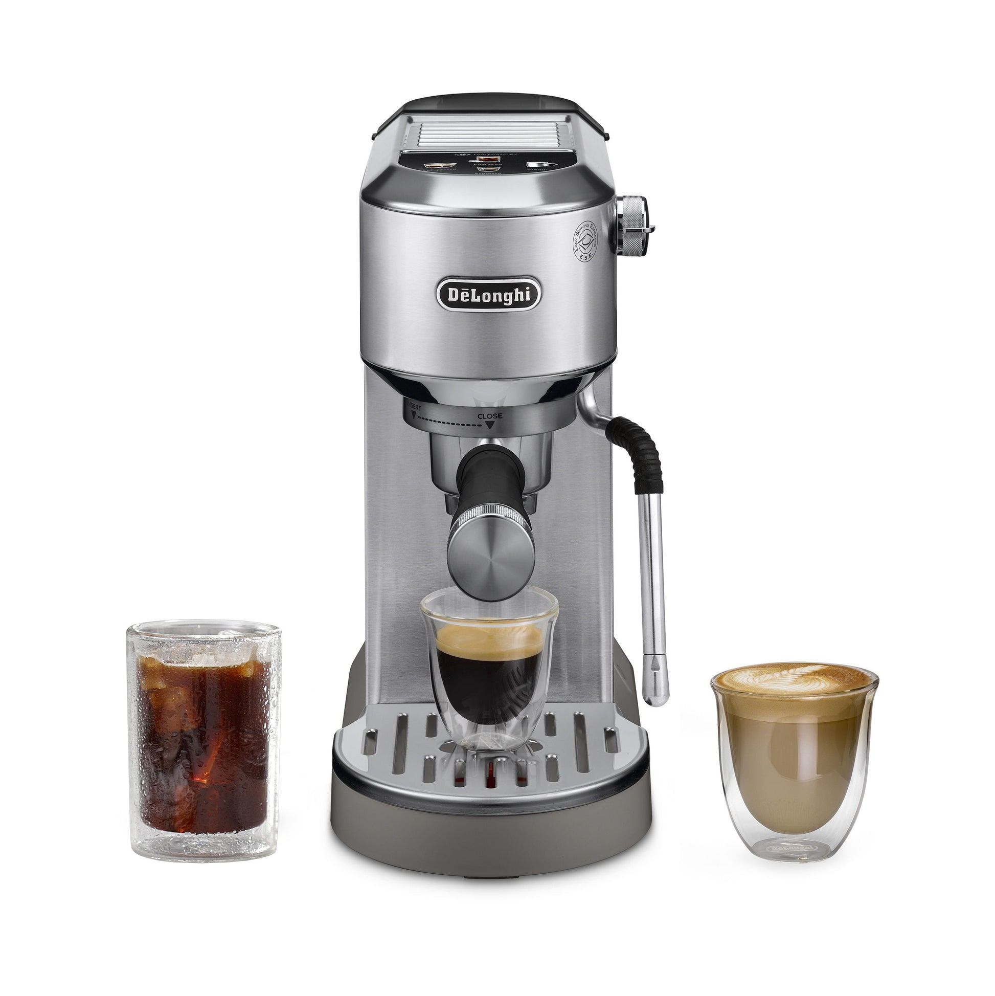 De’Longhi Dedica Duo Espresso Machine, Compact Size with Built in Frother for Latte Art, Brew Espresso, Cold Brew, Lattes & More, Stainless Steel