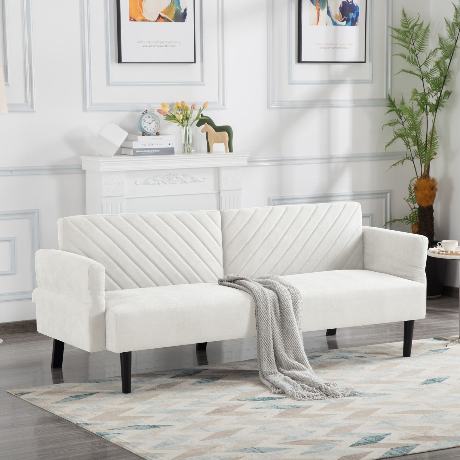 Gewnee 74.8"Futon Sofa Bed Couch Modern Convertible Folding Futon Set for Living Room or Bedroom