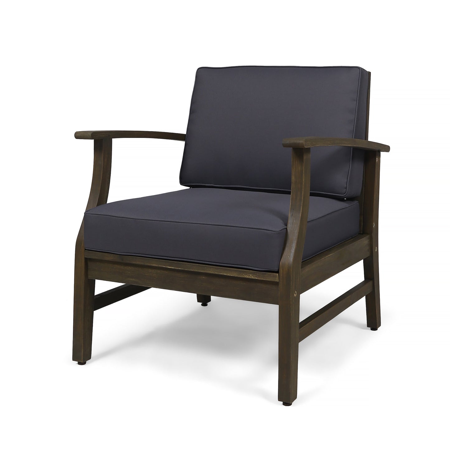 Giancarlo Acacia Wood Outdoor Club Chair, Teak, Blue