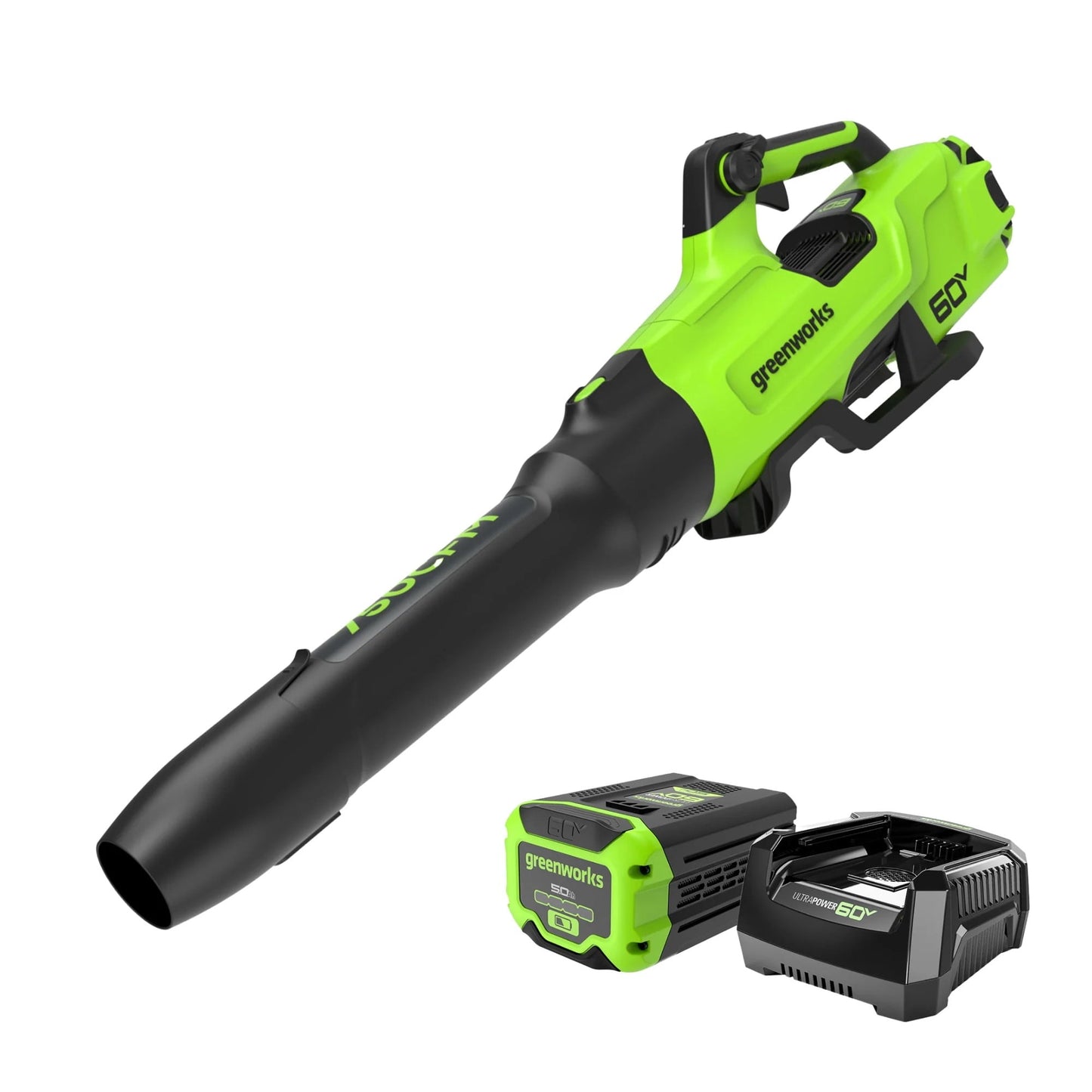 Greenworks 60V 750 CFM 180 MPH Leaf Blower with 4.0 AH HC Battery and 6 Amp Charger 2429802