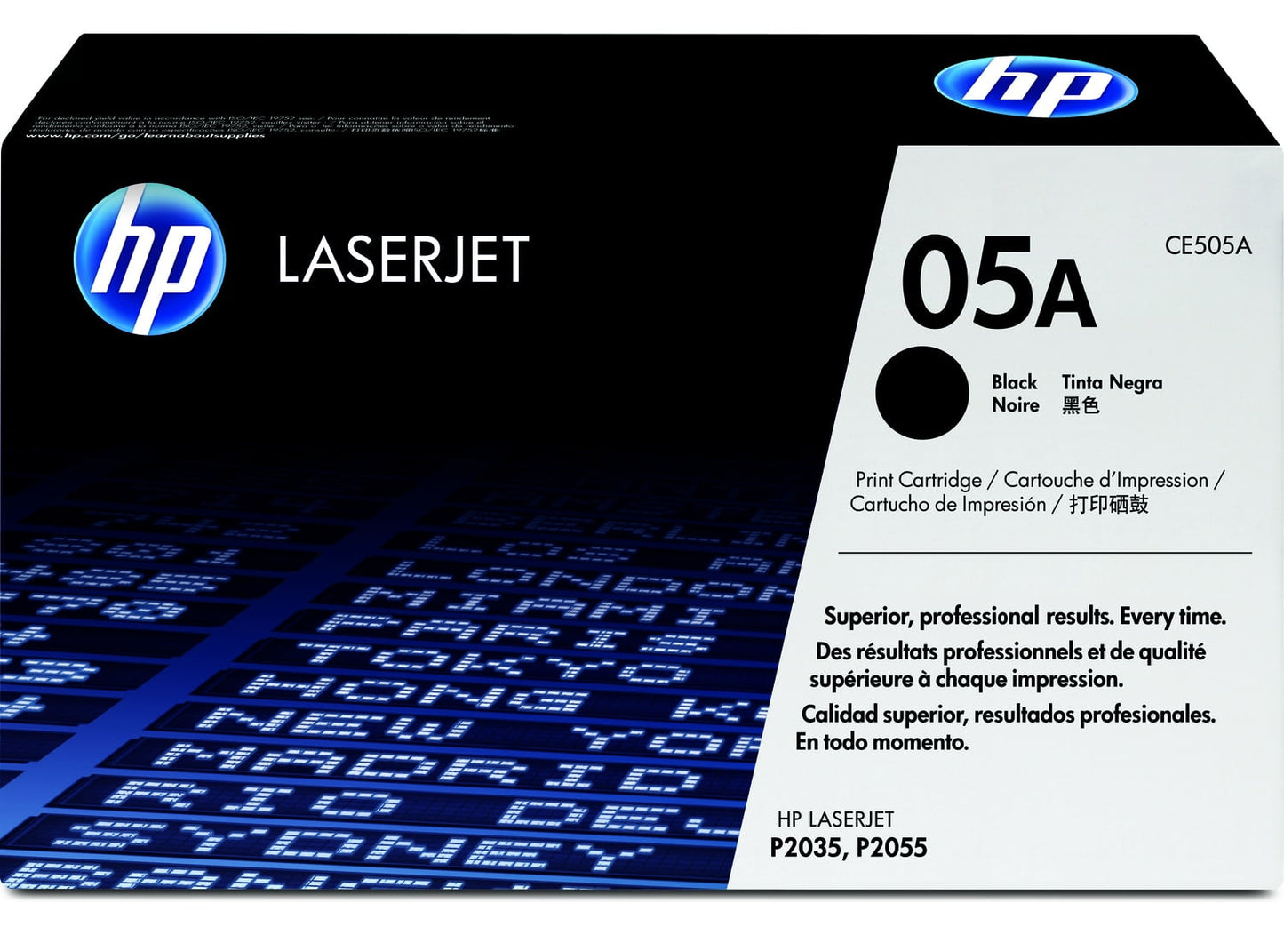 HP 05A Black Original LaserJet Toner Cartridge, ~2,300 pages, CE505A