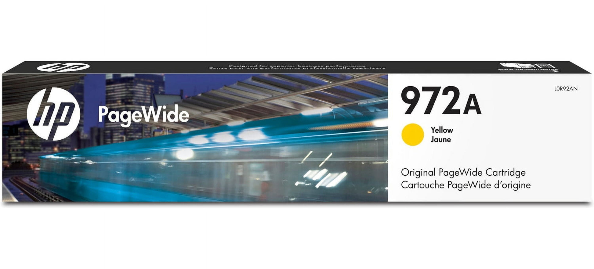 HP 972A Yellow Original PageWide Cartridge, ~3,000 pages, L0R92AN