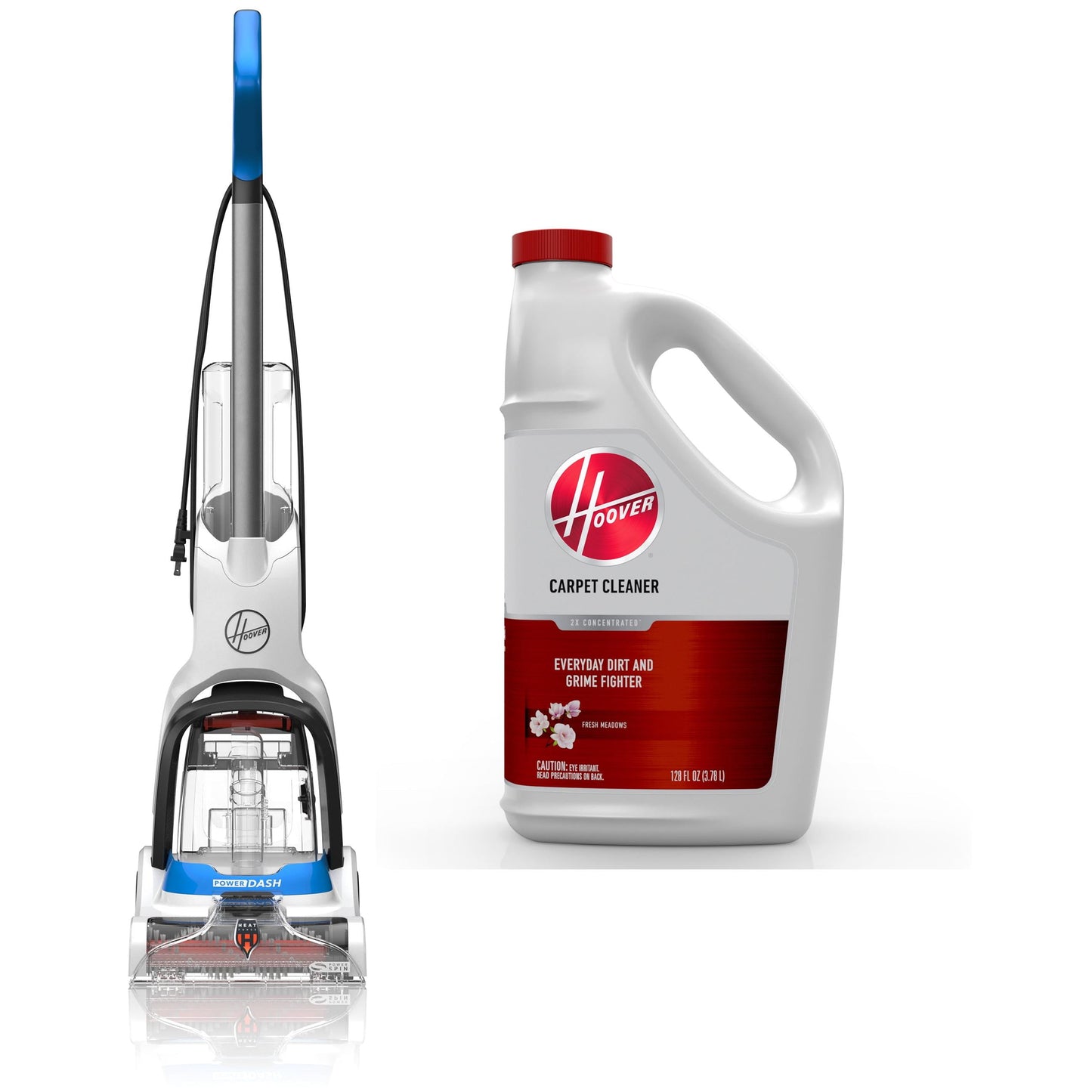 Hoover PowerDash Pet Compact Carpet Cleaner, FH50710CN & Hoover Carpet Cleaner Everyday Solution for Hoover Carpet Cleaners, 128 oz., AH31982, 1 Count, New