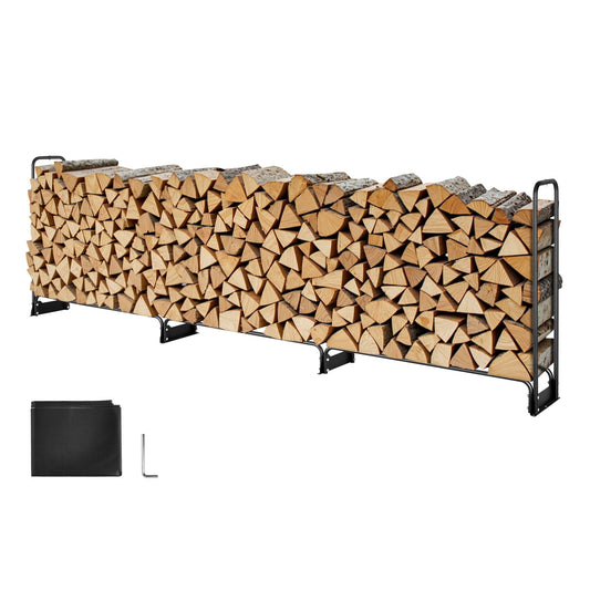 KFFKFF 12.7 ft Outdoor Firewood Rack with Cover Firewood Holder 152"x14.2"x46.1"