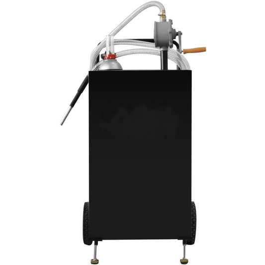 KFFKFF 30 Gallon Gas Storage, Mobile Fuel Tank on Casters, Manual Pump Portable Fuel Storage, Petrol Diesel Fuel Holder for Vehicles, Lawn Equipment, ATVs, Marine Craft, and More, in Black
