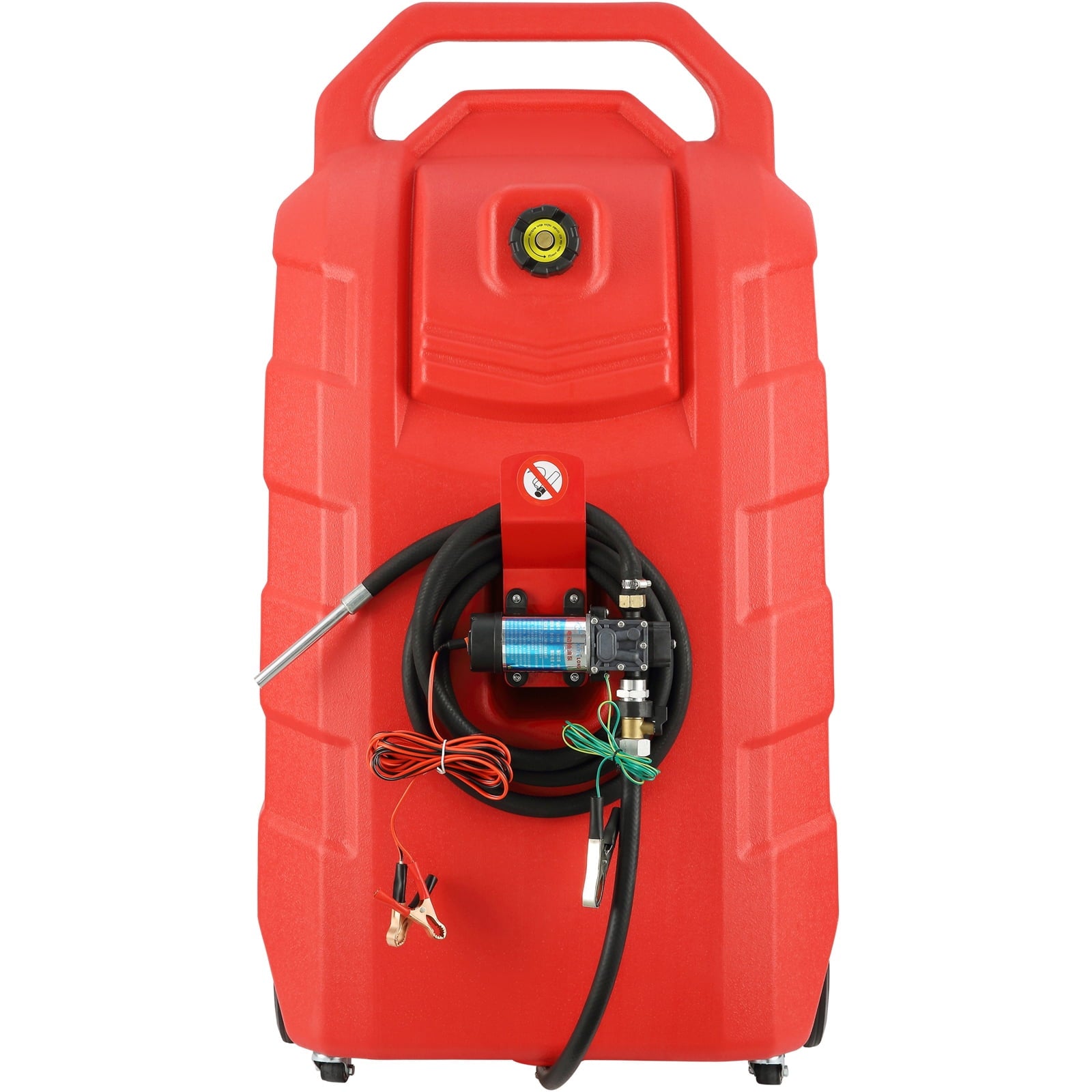 KFFKFF Fuel Carrier, 32 Gallon, Mobile Fuel Storage Unit On-Wheels, Equipped with 12V DC Transfer Pump, Gasoline Diesel Fuel Holder with 8.2 ft Hose, Flow Rate 7L/min, Suitable for Trucks, Boats