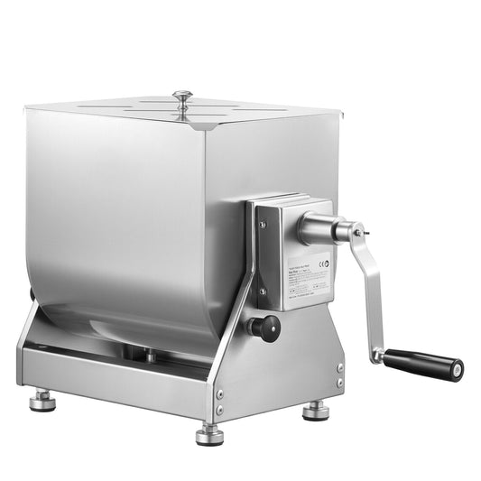 KFFKFF Hand-Operated Meat Blender, 15L Incline Container Meat Preparation Tool (Can Blend up to 15LBS of Meat), Stainless Steel Meat Blending Device, Sausage Blending Apparatus with Cover, Handle