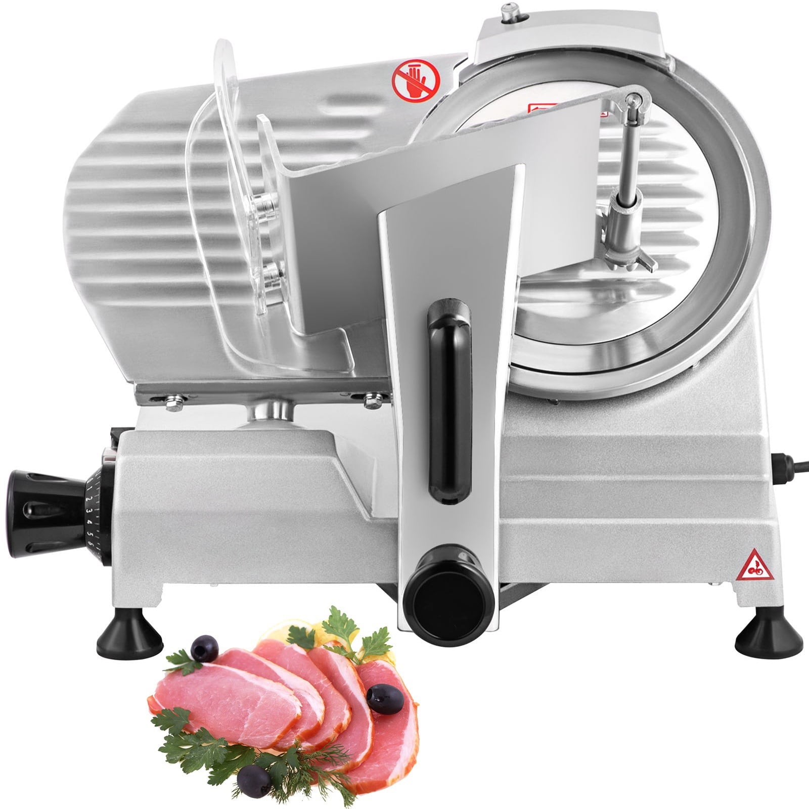 KFFKFF Professional Meat Cutter, 200W Electric Food Slicer, 350-400RPM with 8" Carbon Steel Blade, 0 - 0.47 inch Thickness Adjustment, Suitable for Both Home and Commercial Settings