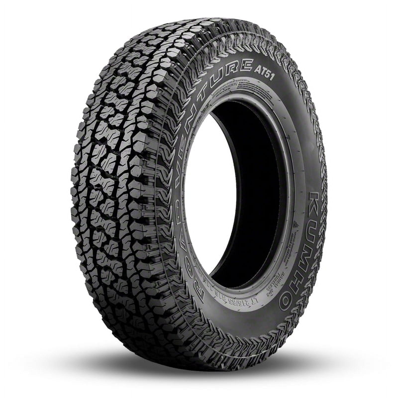 Kumho Road Venture AT51 All Terrain P275/65R18 114T Light Truck Tire Fits: 2019-23 Chevrolet Silverado 1500 LT Trail Boss, 2004-14 Ford F-150 FX4