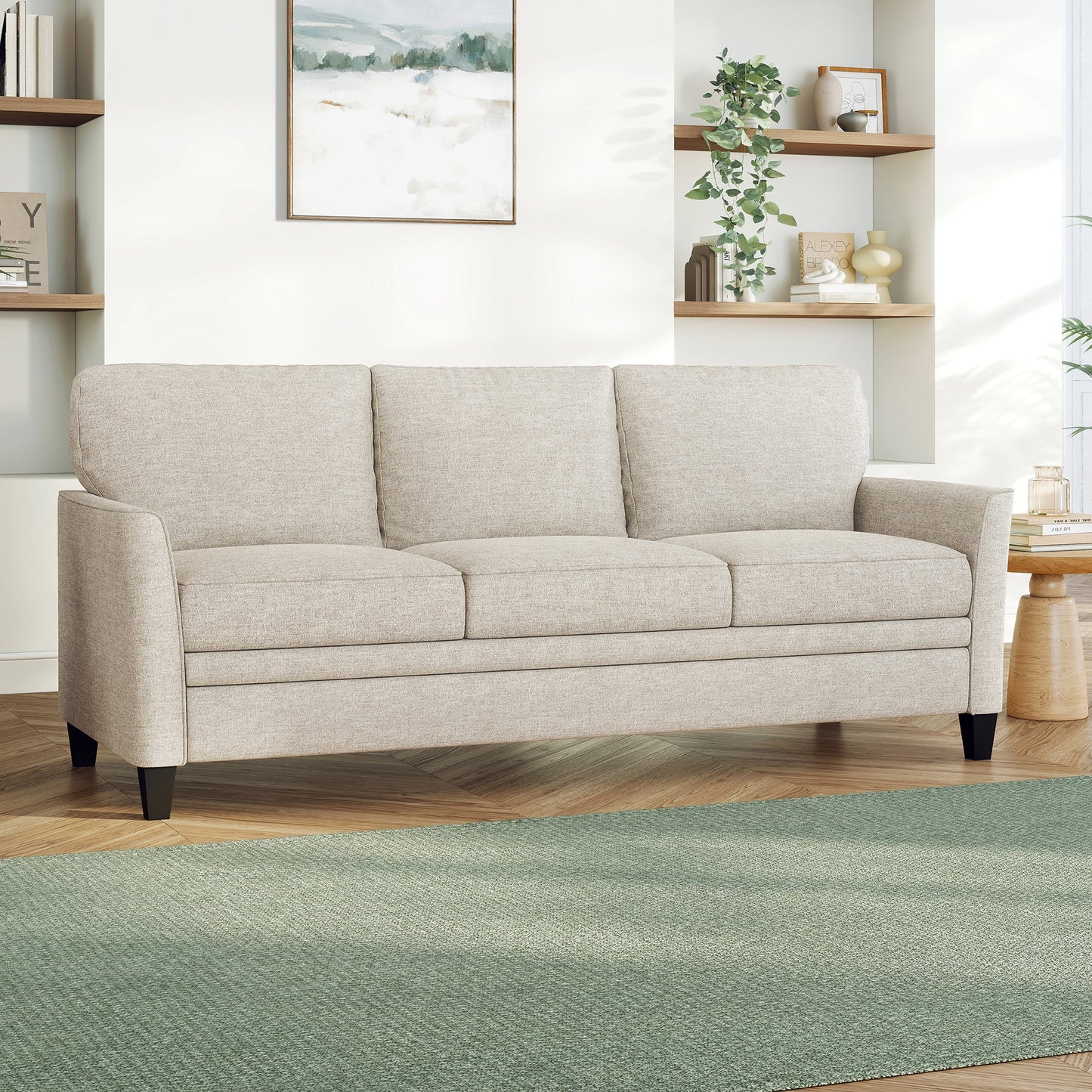 Mainstays Kensington 80" 3 Seat Classic Modern Couch, Beige
