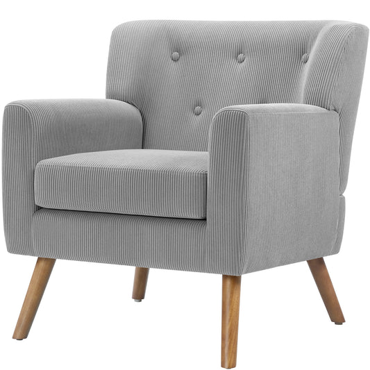 Mid-Century Accent Chair,Modern Comfy Armchair Upholstered Reading Chair Single Sofa Chair for Living Room,Apartment, Grey
